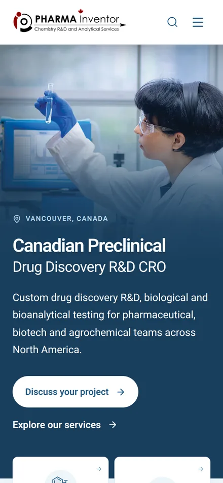 Pharma Inventor website on mobile