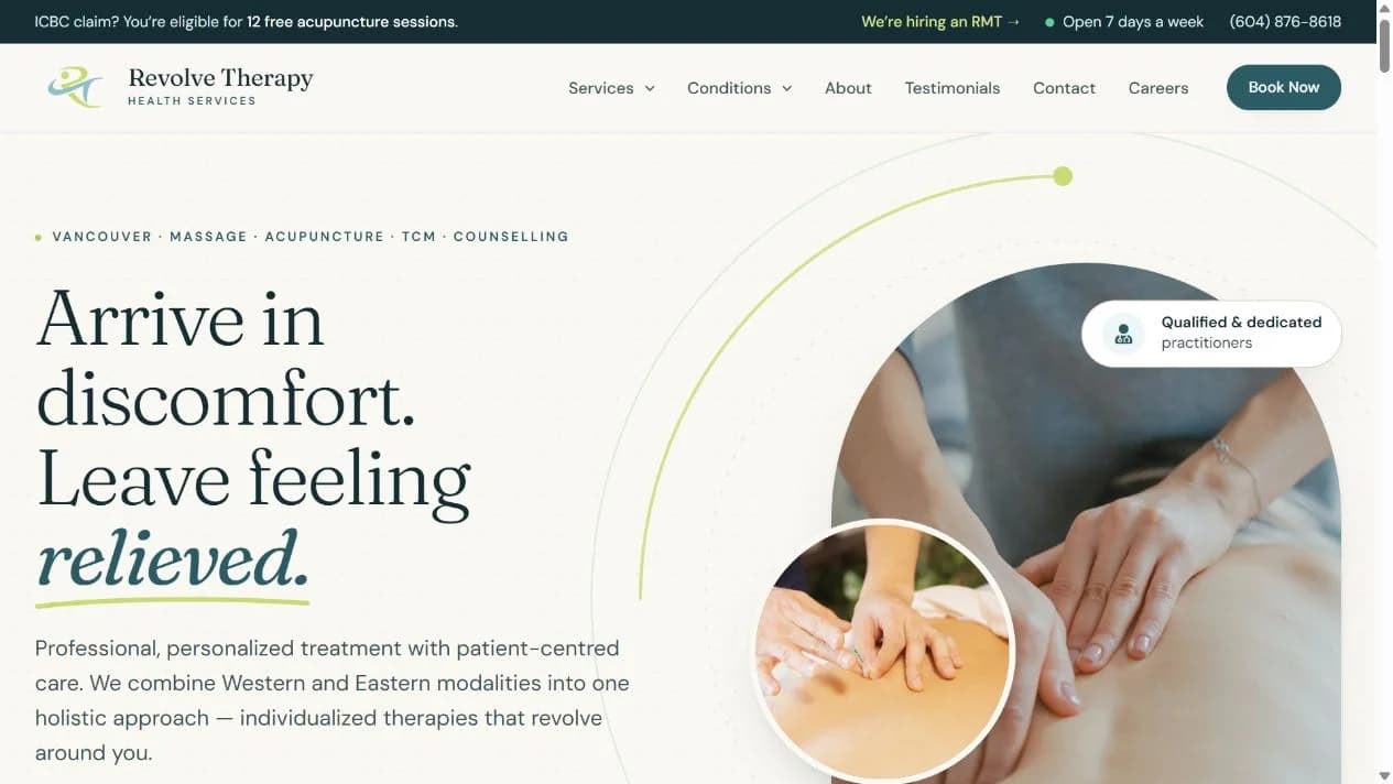 Revolve Therapy website on desktop
